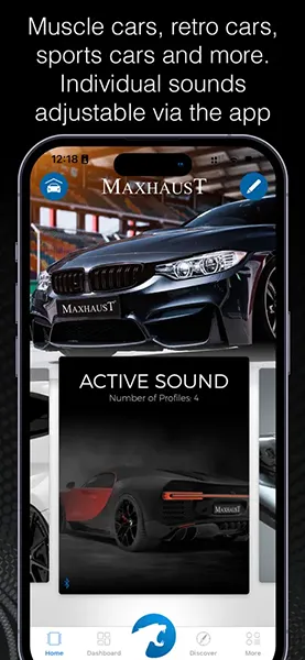 Muscle cars, retro cars, sports cars, and more: custom sounds adjustable via the app