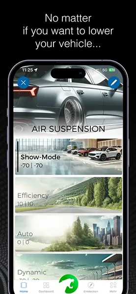 No matter if you want to lower your vehicle: Air Suspension profiles in the app